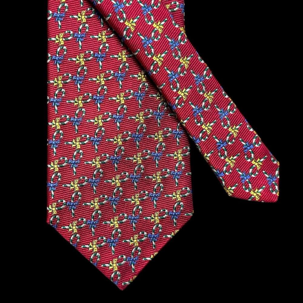 Robert Talbott Nordstrom Silk Tie Mens Necktie Made USA Red Candy Cane Christmas